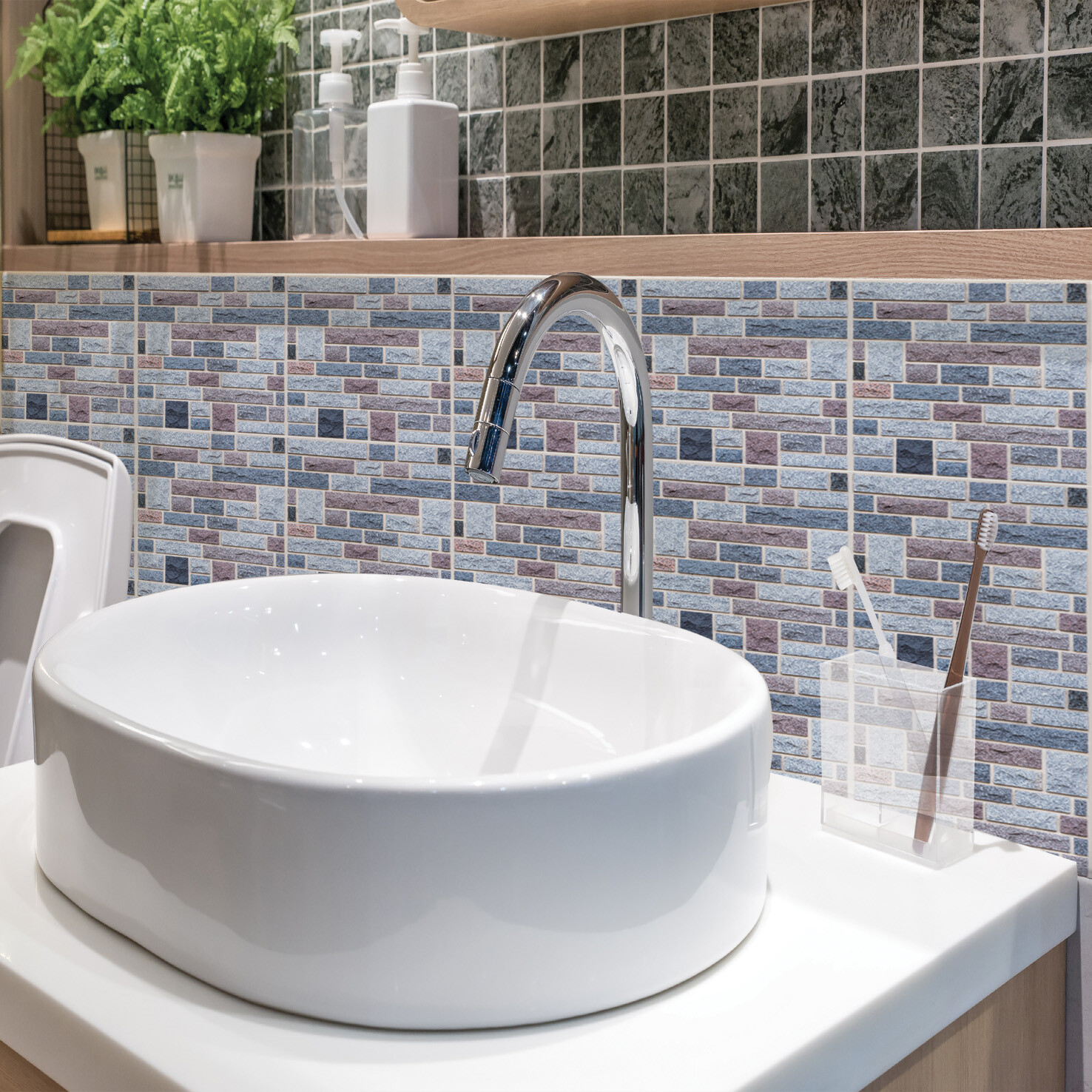 12"x12" 10Pcs 3D Wall Sticker Tile Brick Panel Self-adhesive Wall Waterproof PVC