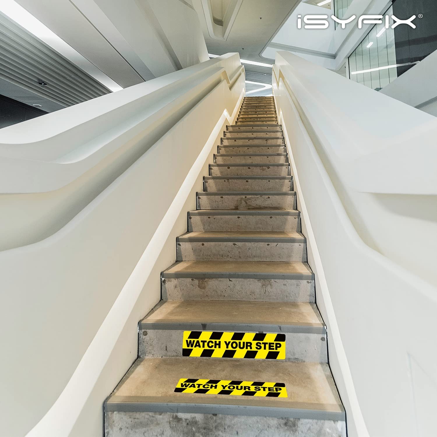 Watch Your Step Floor Decals Stickers – 6 Pack 20×5 Inch – Self-Adhesive Vin…