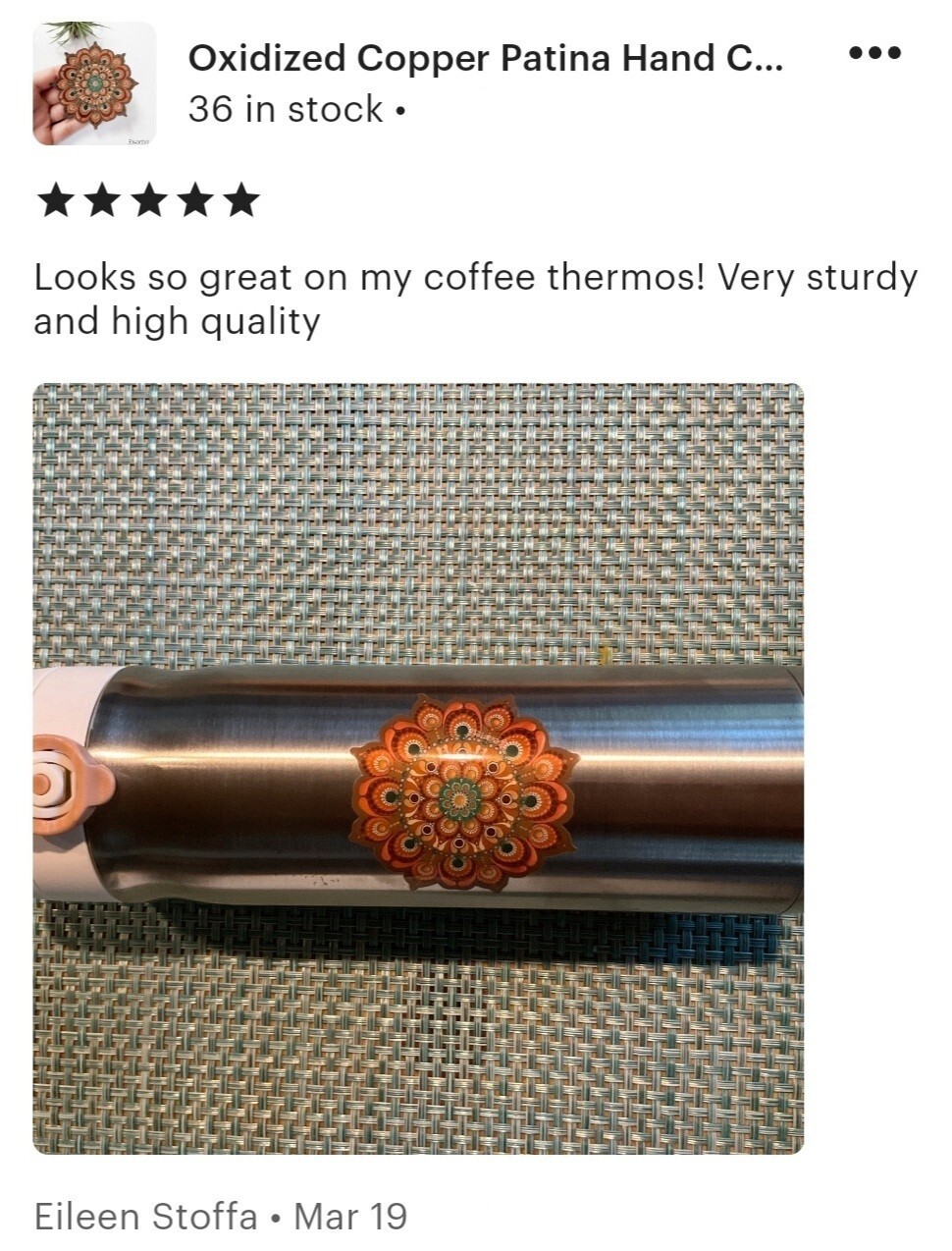 Oxidized Copper Mandala Vinyl Sticker, Meditation Yoga Buddha Water Bottle Decal