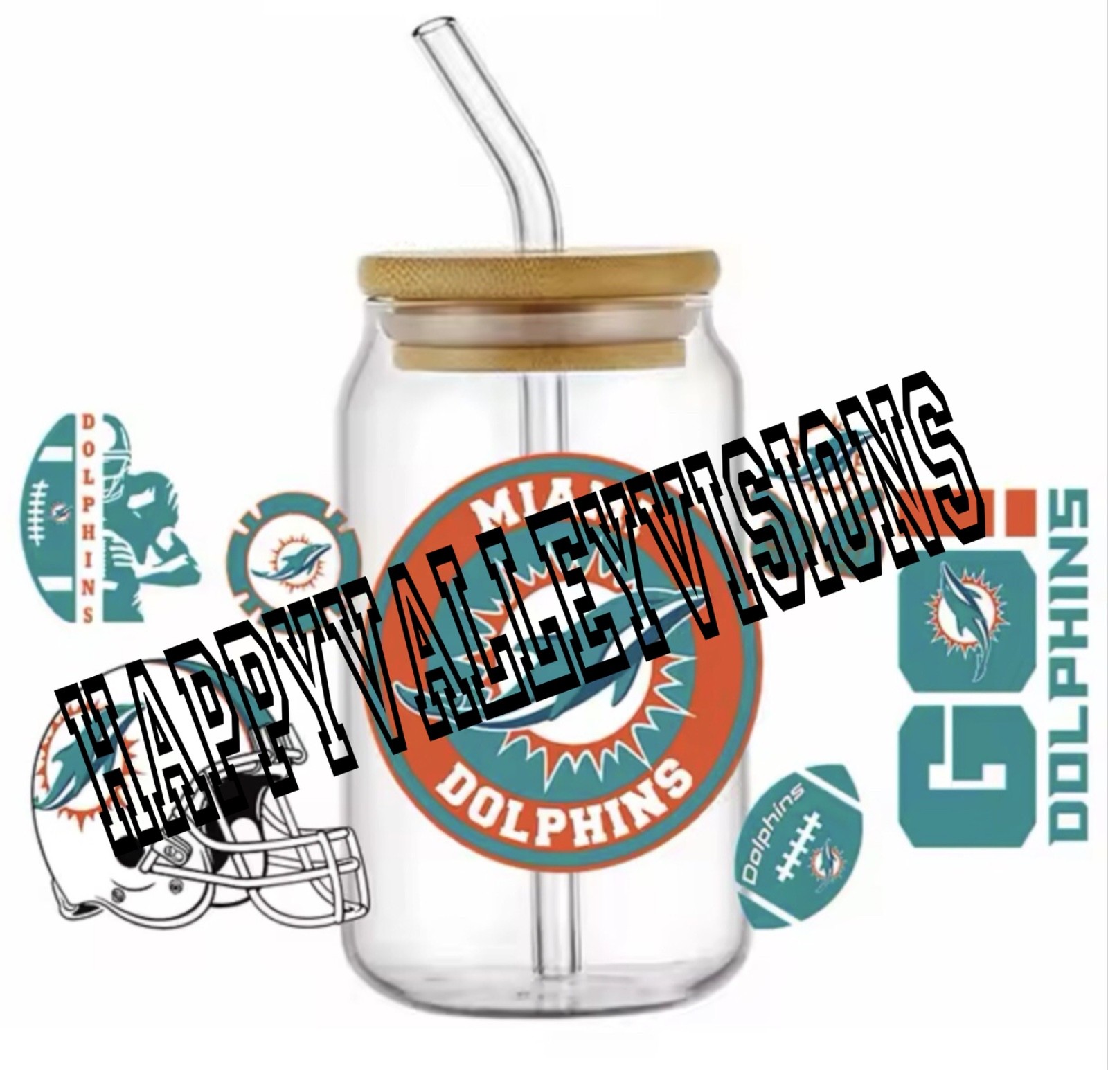 MIAMI Football Team UV DTF Transfer Sticker Cup Wrap DIY Glasses Bottles Cups