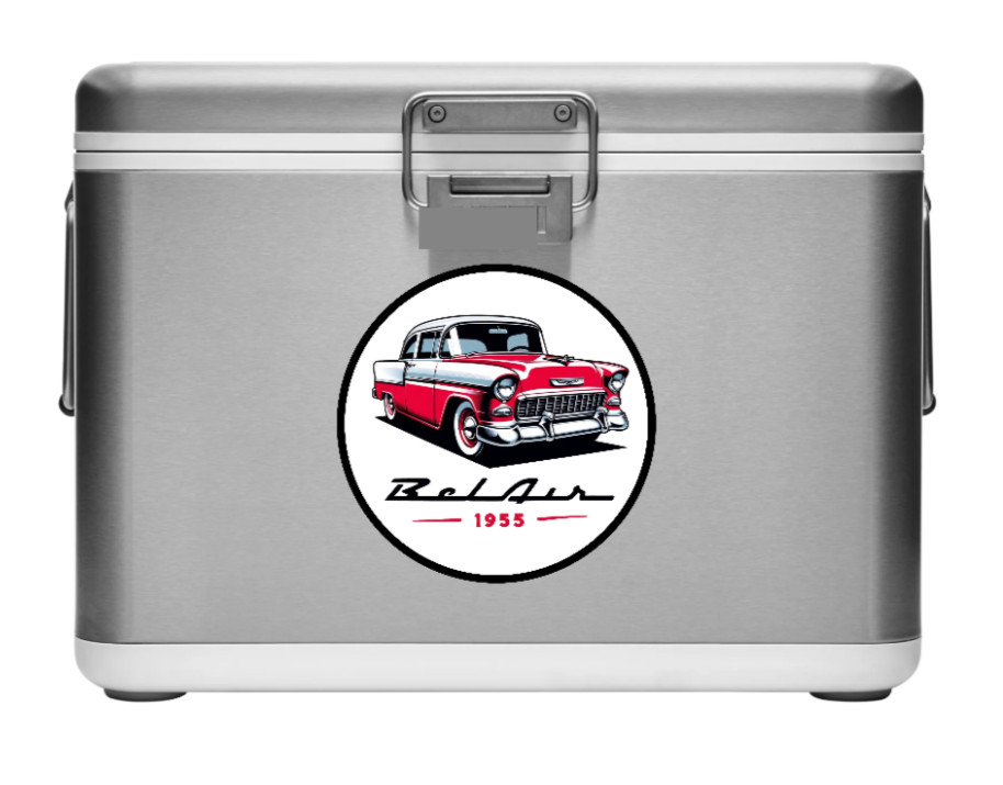Car Classics "55 Chevy" – 4" Vinyl Decal Sticker Handcrafted Car Truck Cooler 25