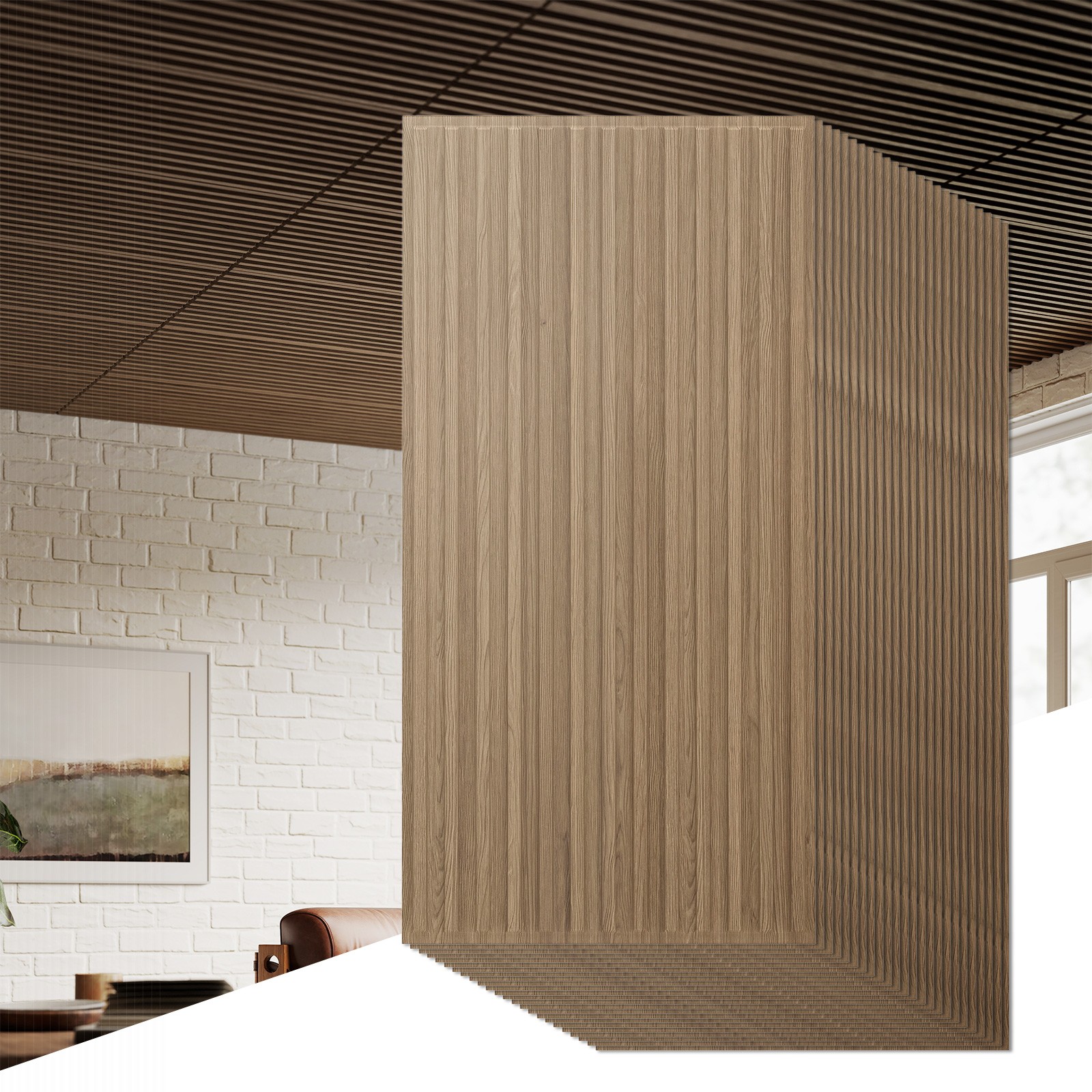 24-Pack PVC Slat Wall Panels, 3D Fluted Panels for Interior Wall Decoration