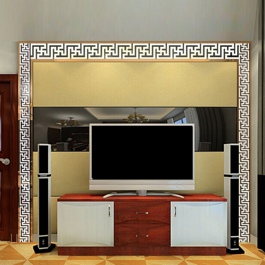 20pcs 3D Mirror Wall Sticker Building Border Wall Art Home Decor Self Adhesive
