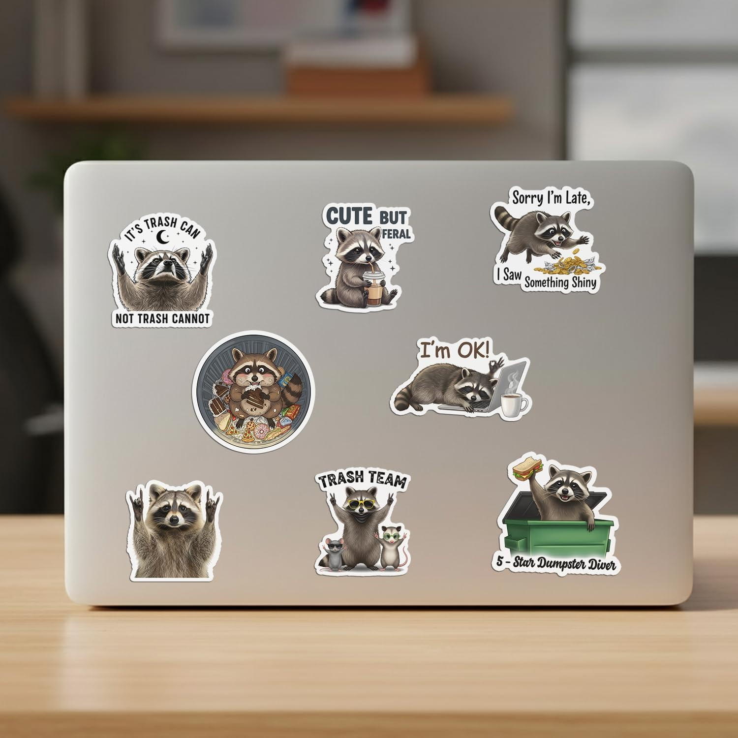 20 PCS Funny Raccoon Stickers Pack Trash Panda Meme Sarcastic Quotes Waterproof