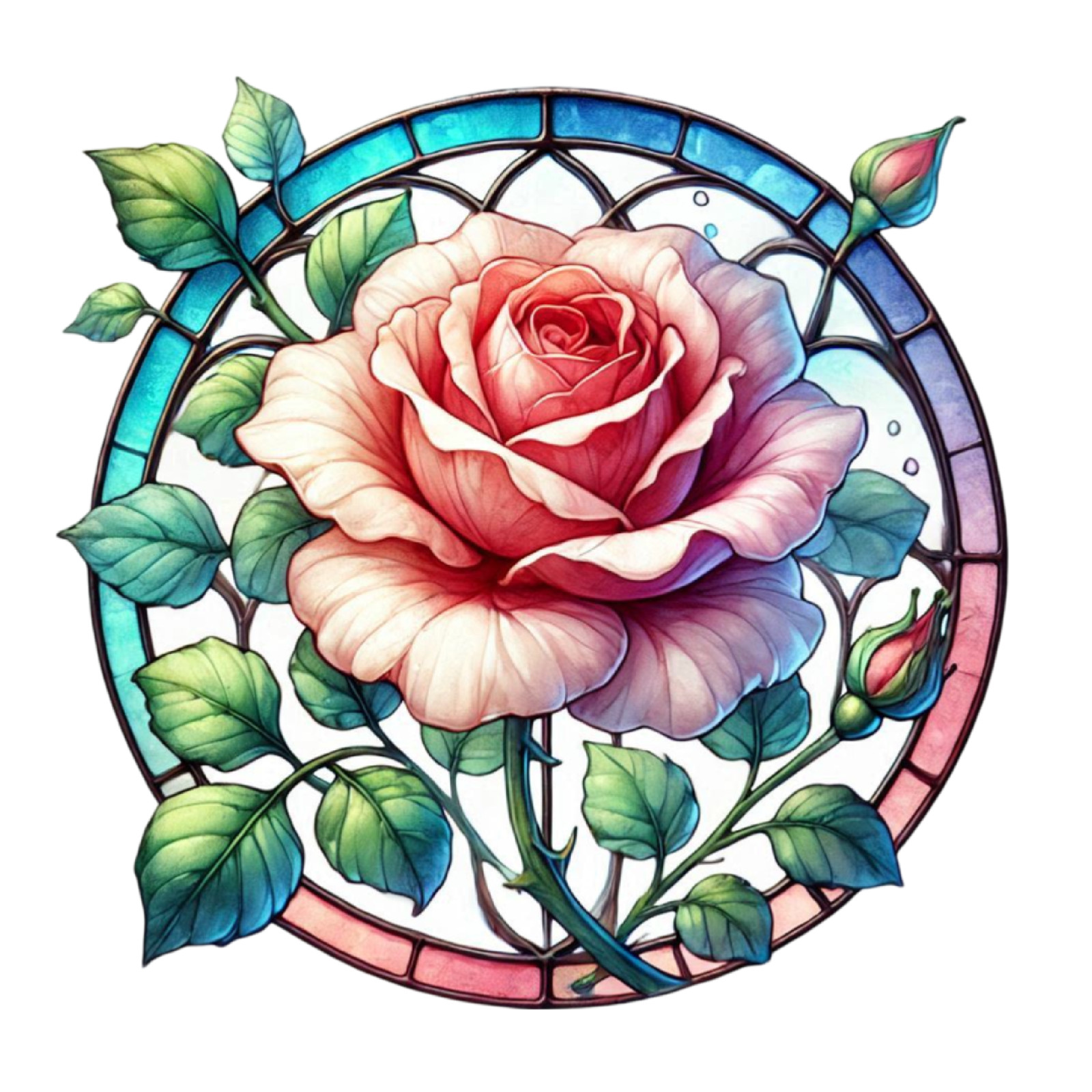 Wall Decal Sticker Roses Stained Glass Window Wall Sticker 18X18cm Large