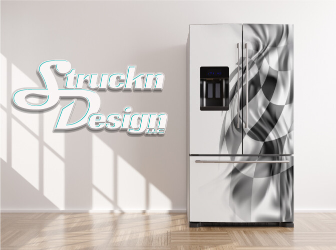 Texture Black White Race Flag Smoke Fridge Freezer Wrap Side Door Vinyl Decal