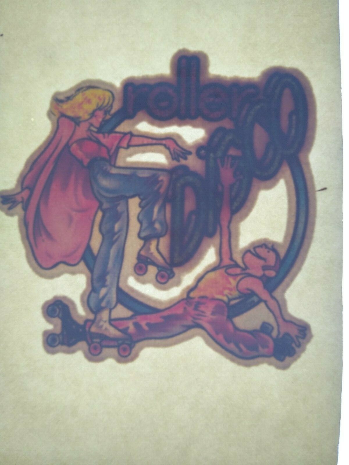 Roller Disco Skate Screamin Gleamin Glitter Iron-On Transfer Decal Donruss 1970s