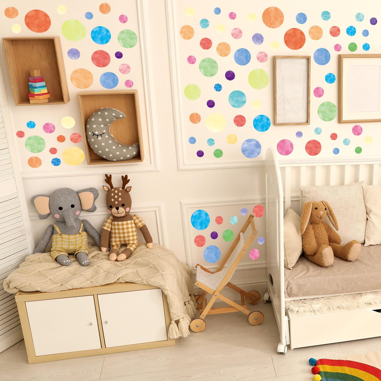 4 Sheets Colorful Polka Dot Wall Stickers – Round Wall Decals Peel and Stick …