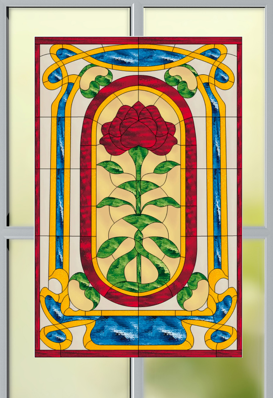 Stranger Things Rose Faux Stained-Glass WINDOW CLING Size 10.6" Vinyl
