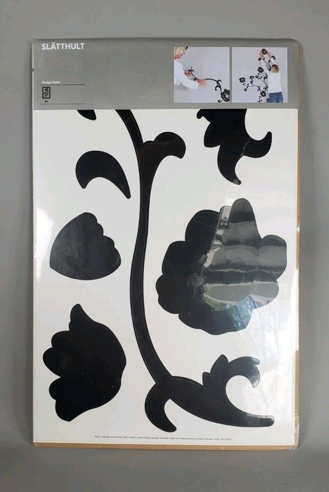 IKEA Slatthult Kalou Wall Stickers 001.200.07 Black Flowers 2006 New In Pack