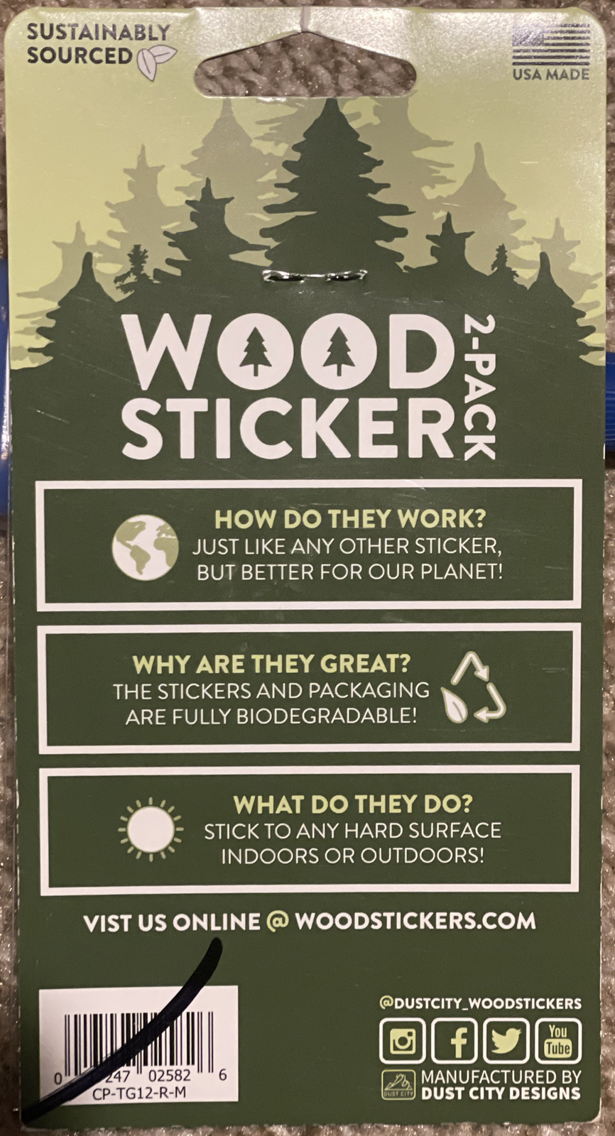 SUSTAINABLY SOURCED WOOD STICKER 2-PACK RETRO BUS THE ROAD IS CALL 3M DECAL USA