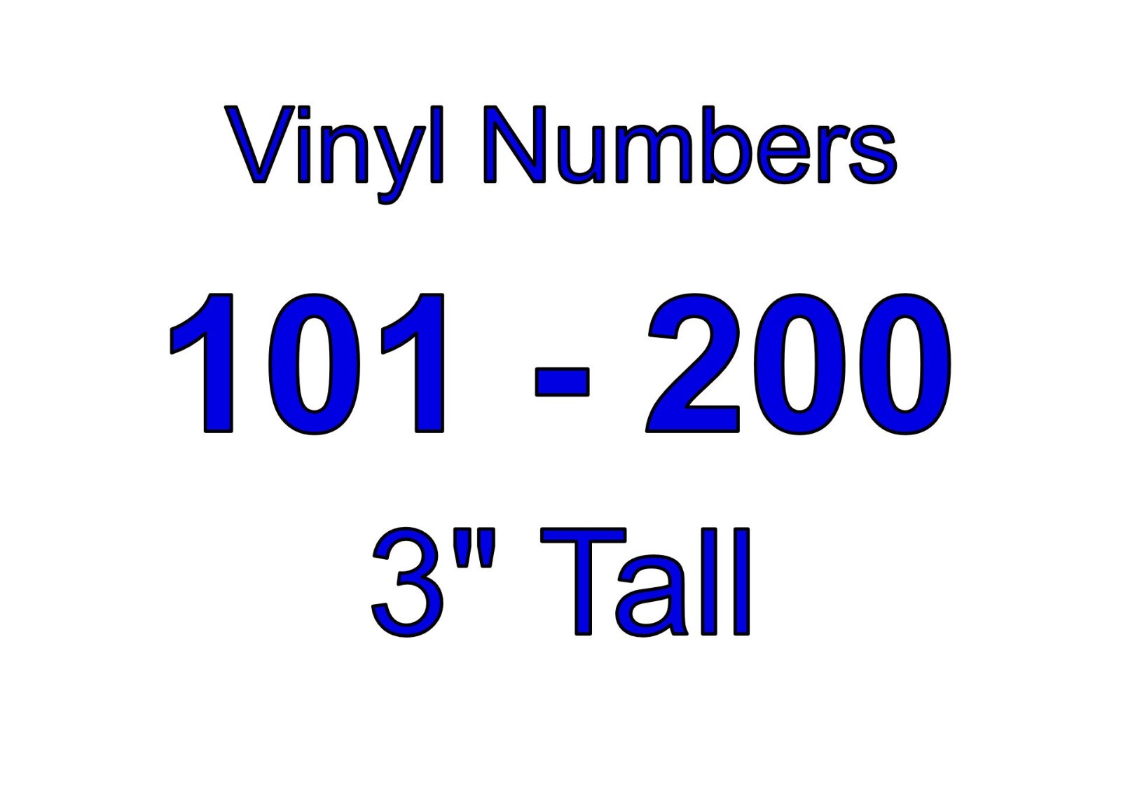 101 – 200 Number Set – Vinyl Decals / Stickers – 3" Tall Numbers – Select Color
