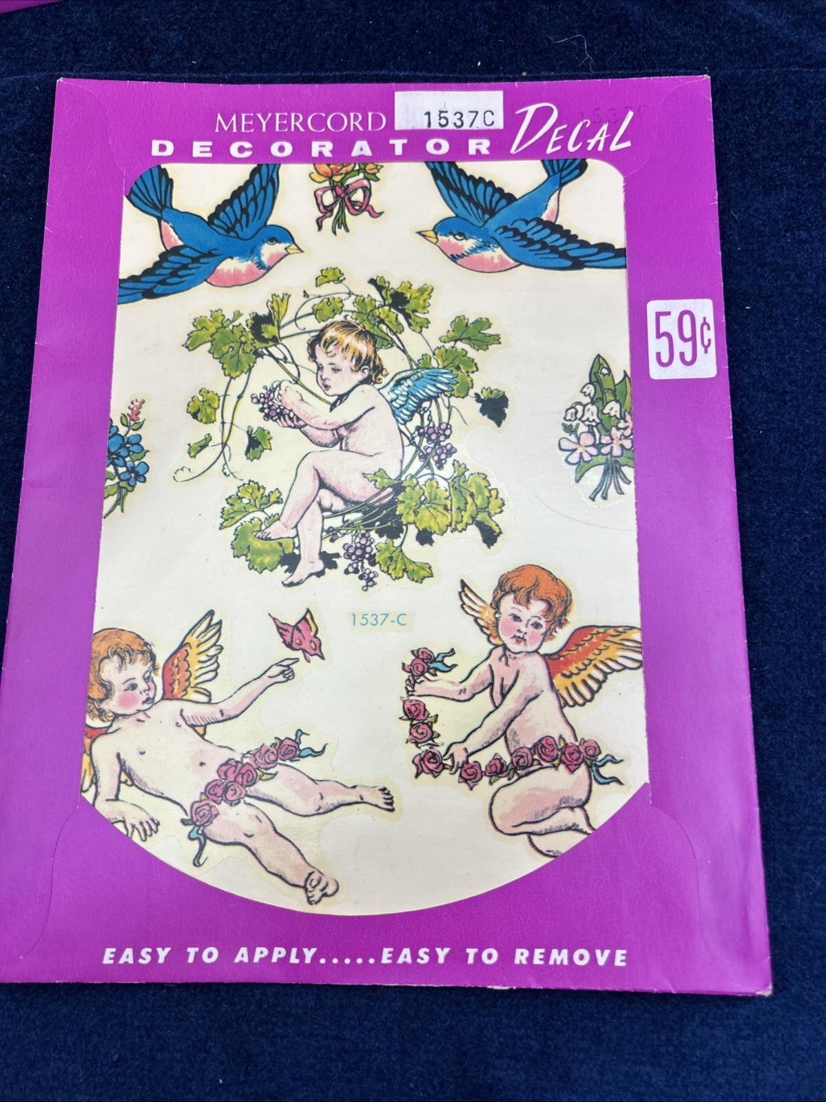 meyercord decals vintage Cherubs Blue Birds Floral 1537C Craft Decorative Decal