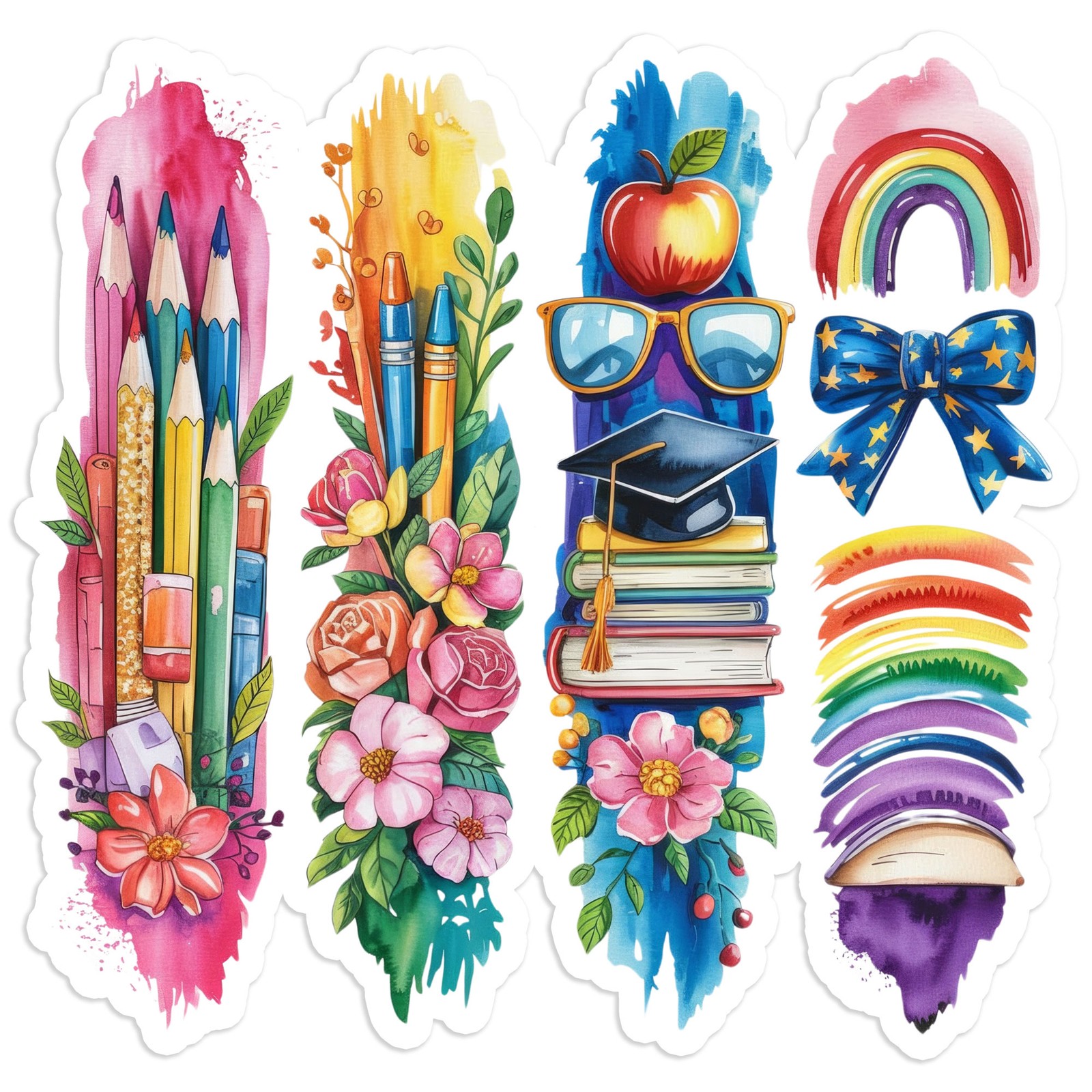 Brushstrokes School Supplies – Vinyl Decal Sticker – Car Window Laptop – #1332