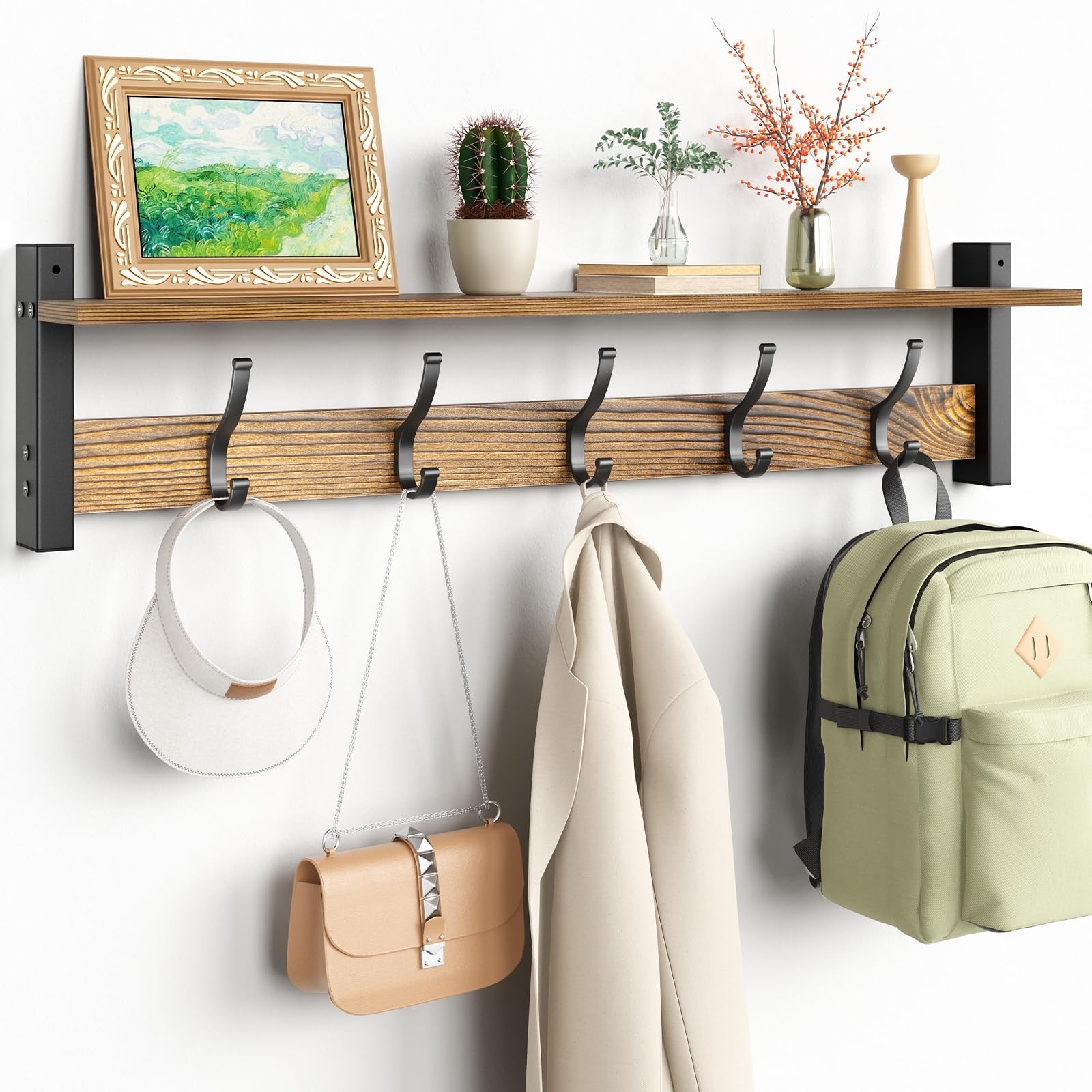 Coat Rack Wall Mount with Shelf, 29 Inch Coat Hanger Walls Mounted, Hat Rack …