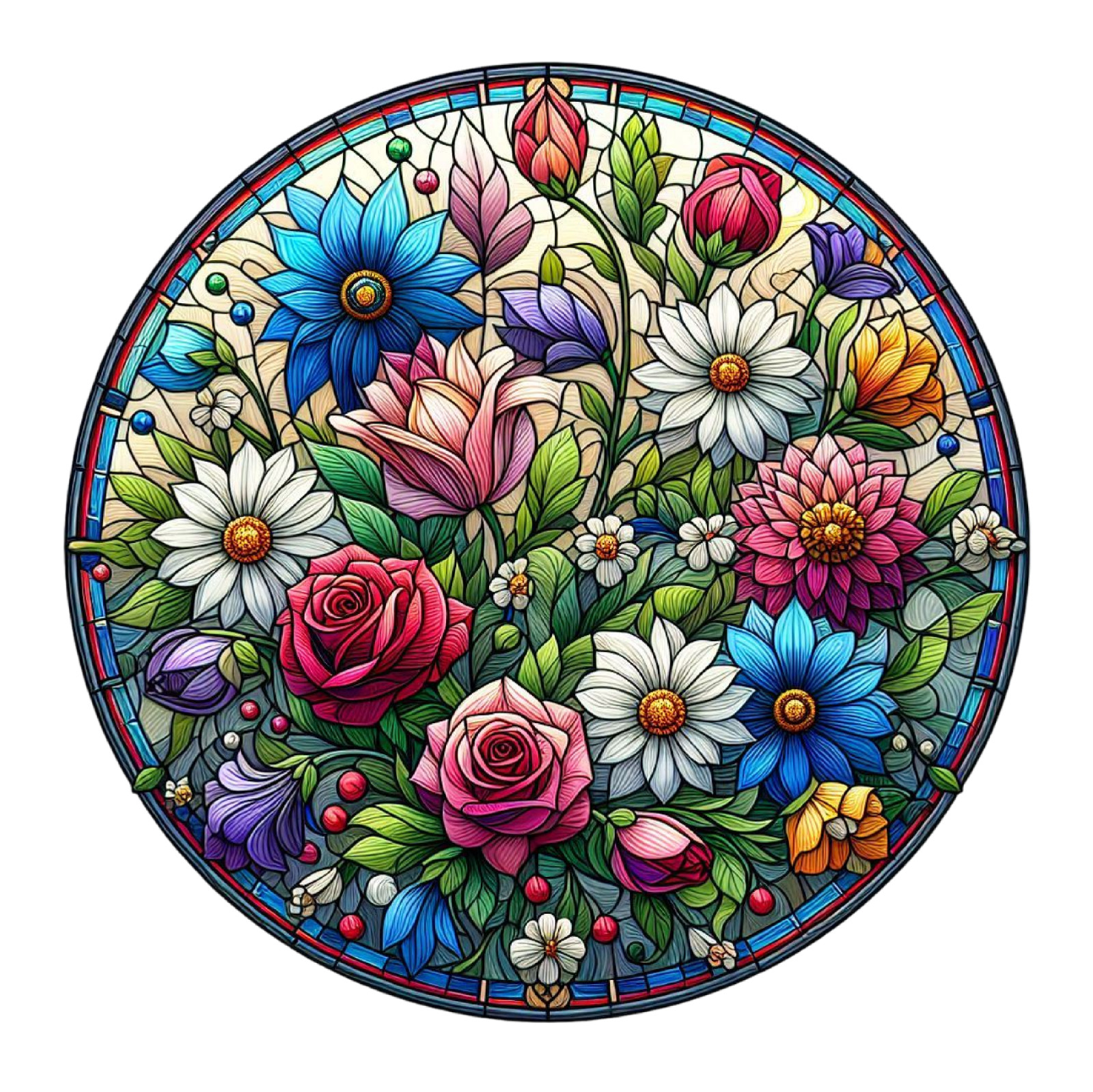 Wall decal sticker flowers stained glass wall sticker 18 x 18 cm large