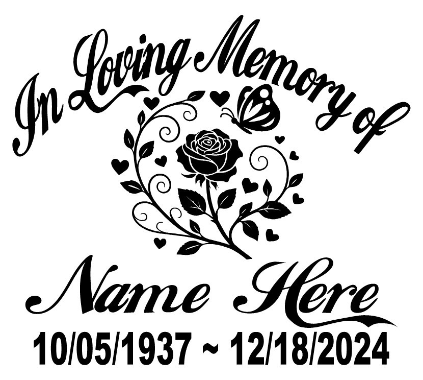 In Loving Memory Decal Heart Flower Butterfly Floral Car Window Vinyl Sticker 04
