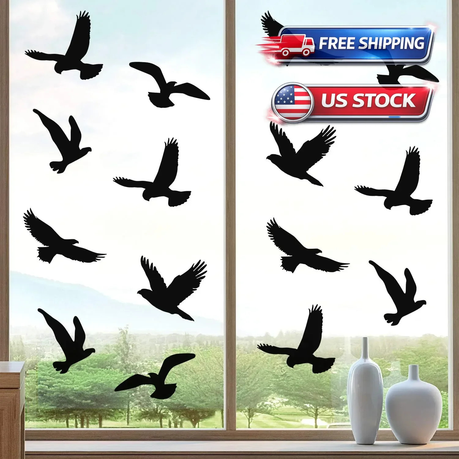 Window Decals for Bird Strikes,20 Pieces Large Leaf Shape anti Collision Window