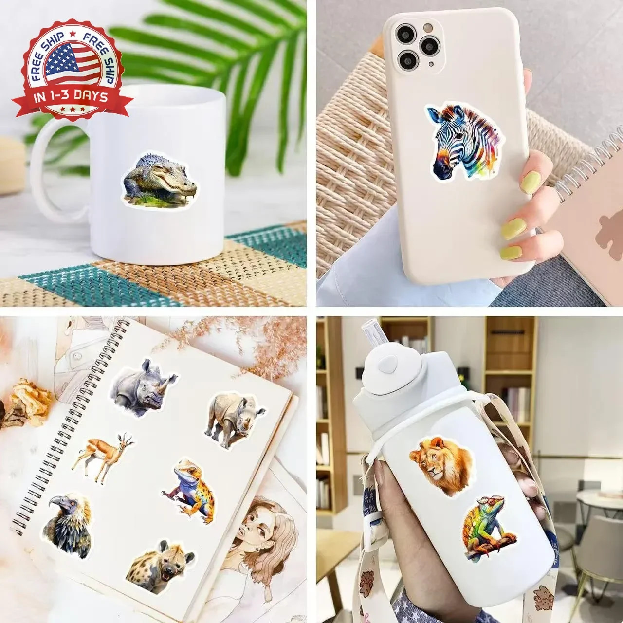 200 Pcs Cute Animal Stickers Bulk for Kids,Girls,Boys,Teens Adults.Waterproof Vi