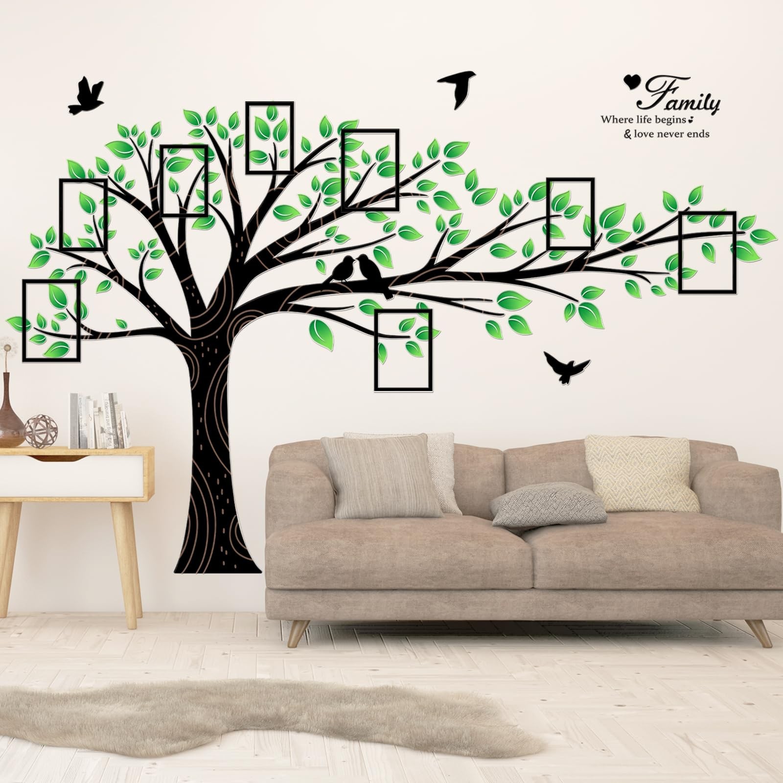 4 Sheets Large Family Photo Frame Tree Wall Stickers, DIY Leaves Family Tree …