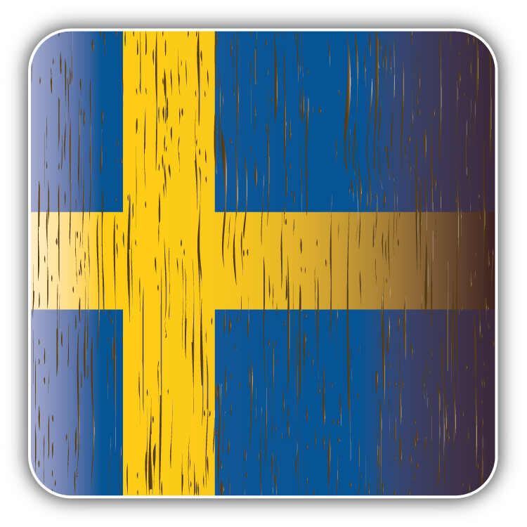 Sweden Wooden Flag Car Bumper Sticker Decal