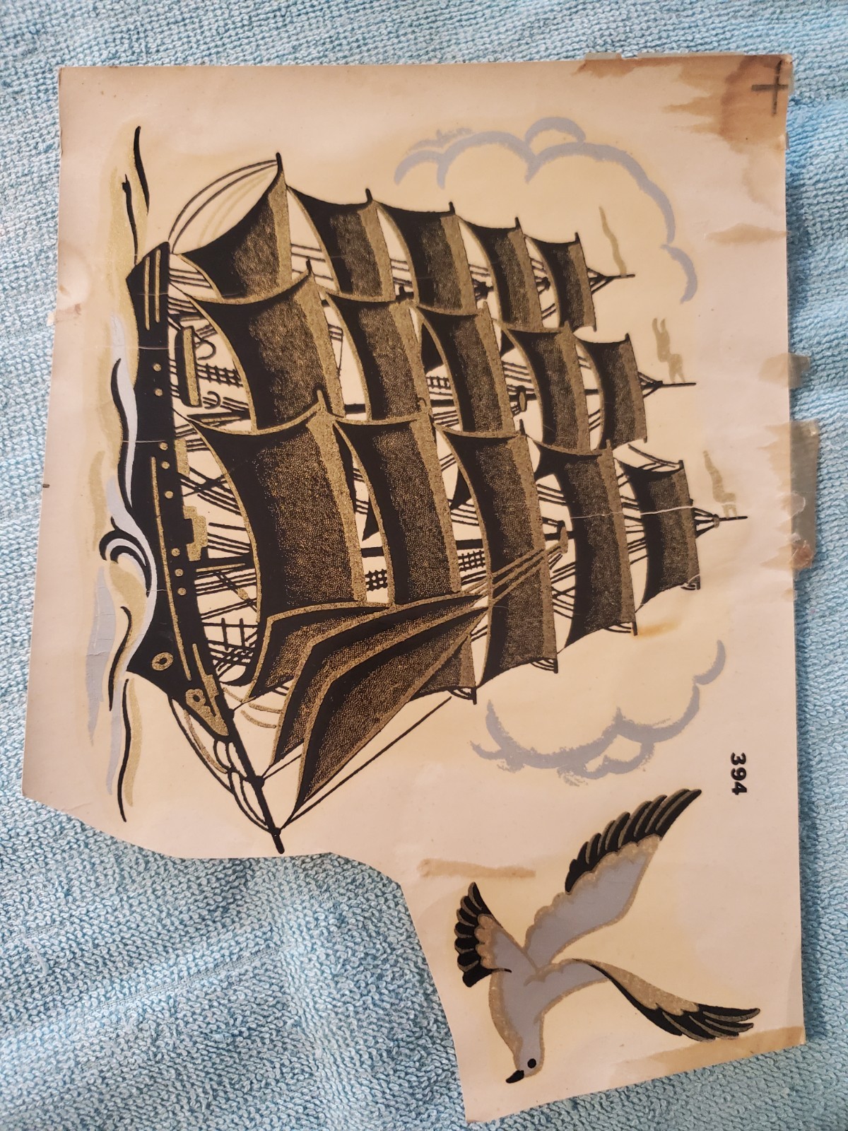 Vintage 1950s Nautical Theme Duro Brand Seagull Masted Ship Pirate