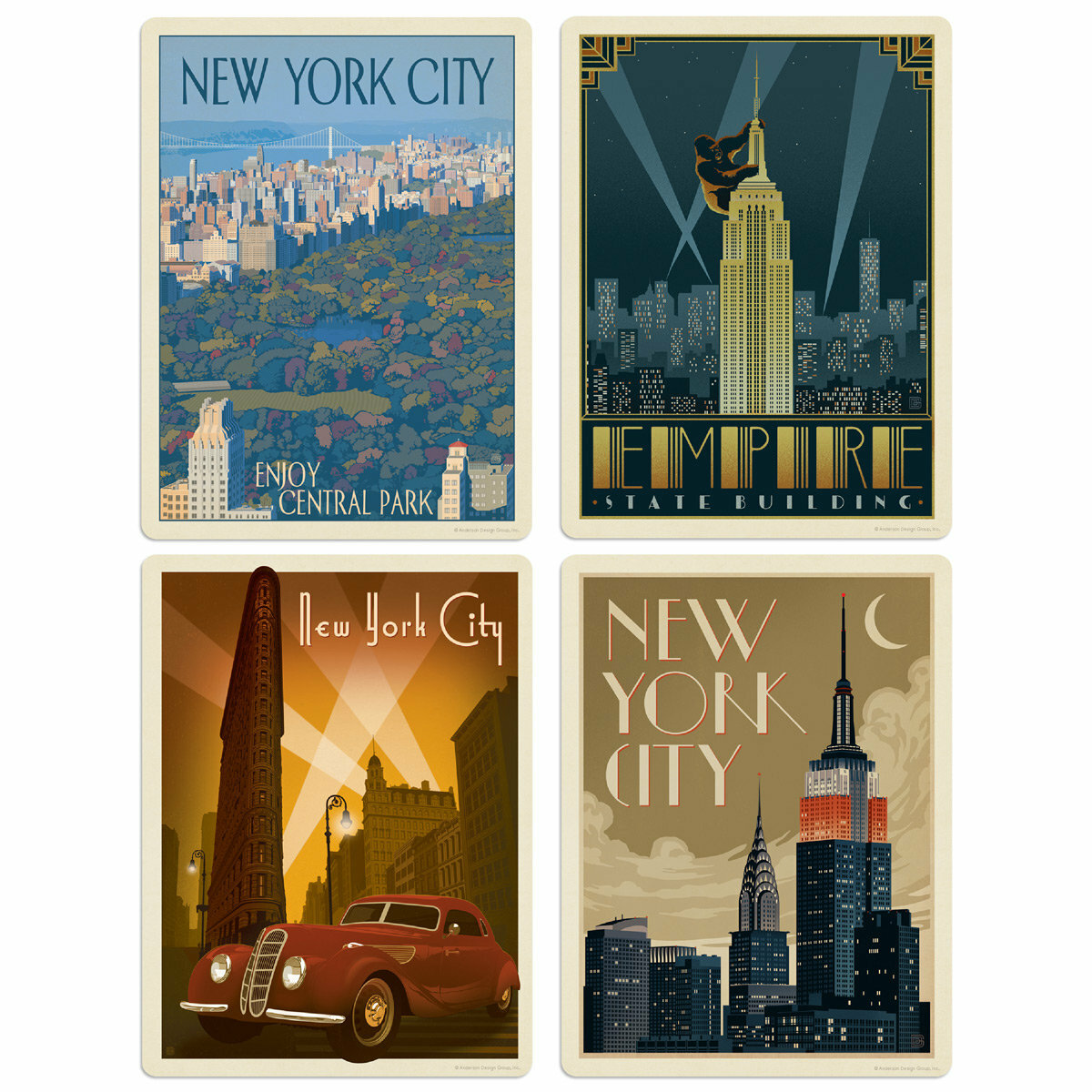 New York City Empire State Vinyl Sticker Set of 4 Luggage Decals