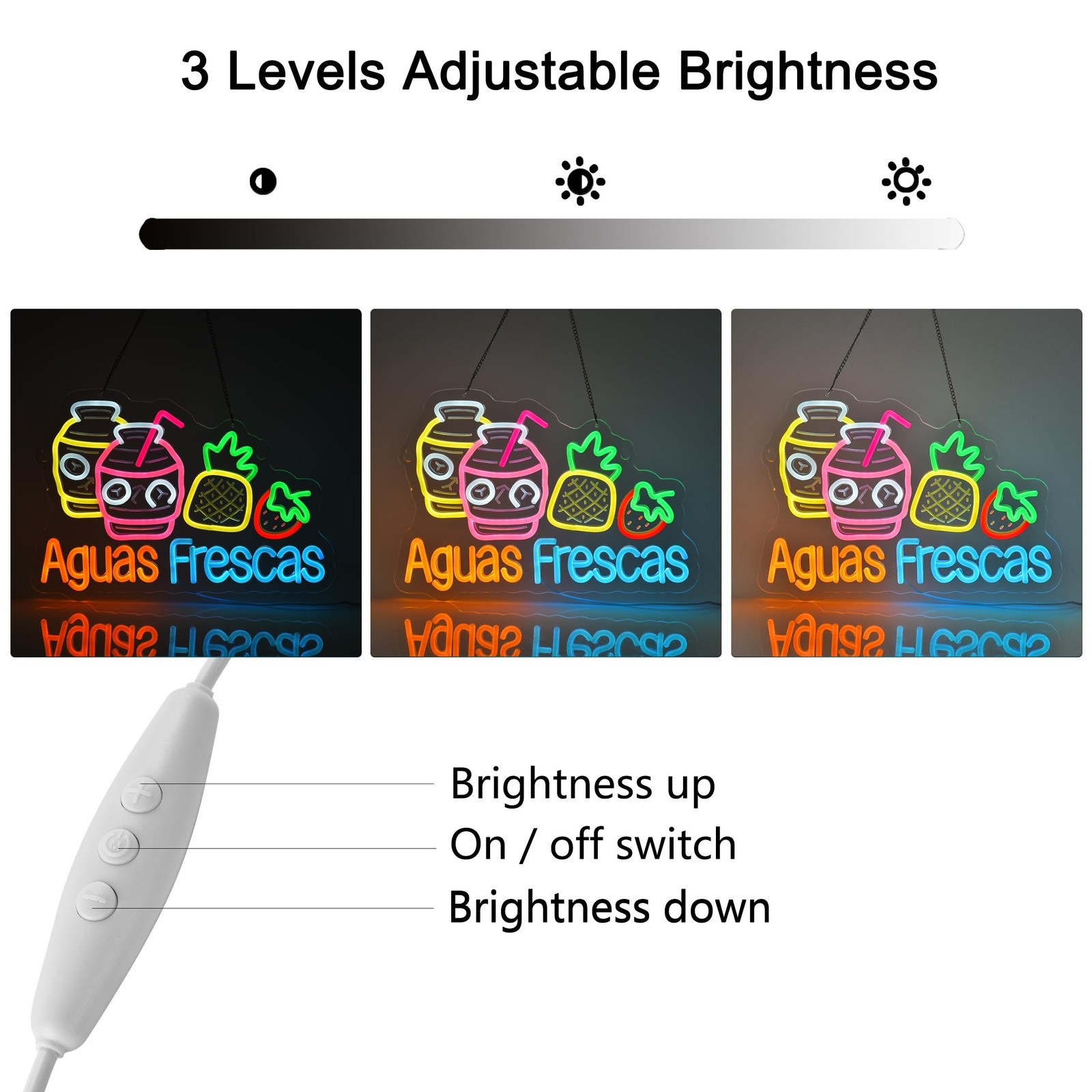 Aguas Frescas Neon Sign, Neon Lights Hanging Wall Art Decoration for Restaura…