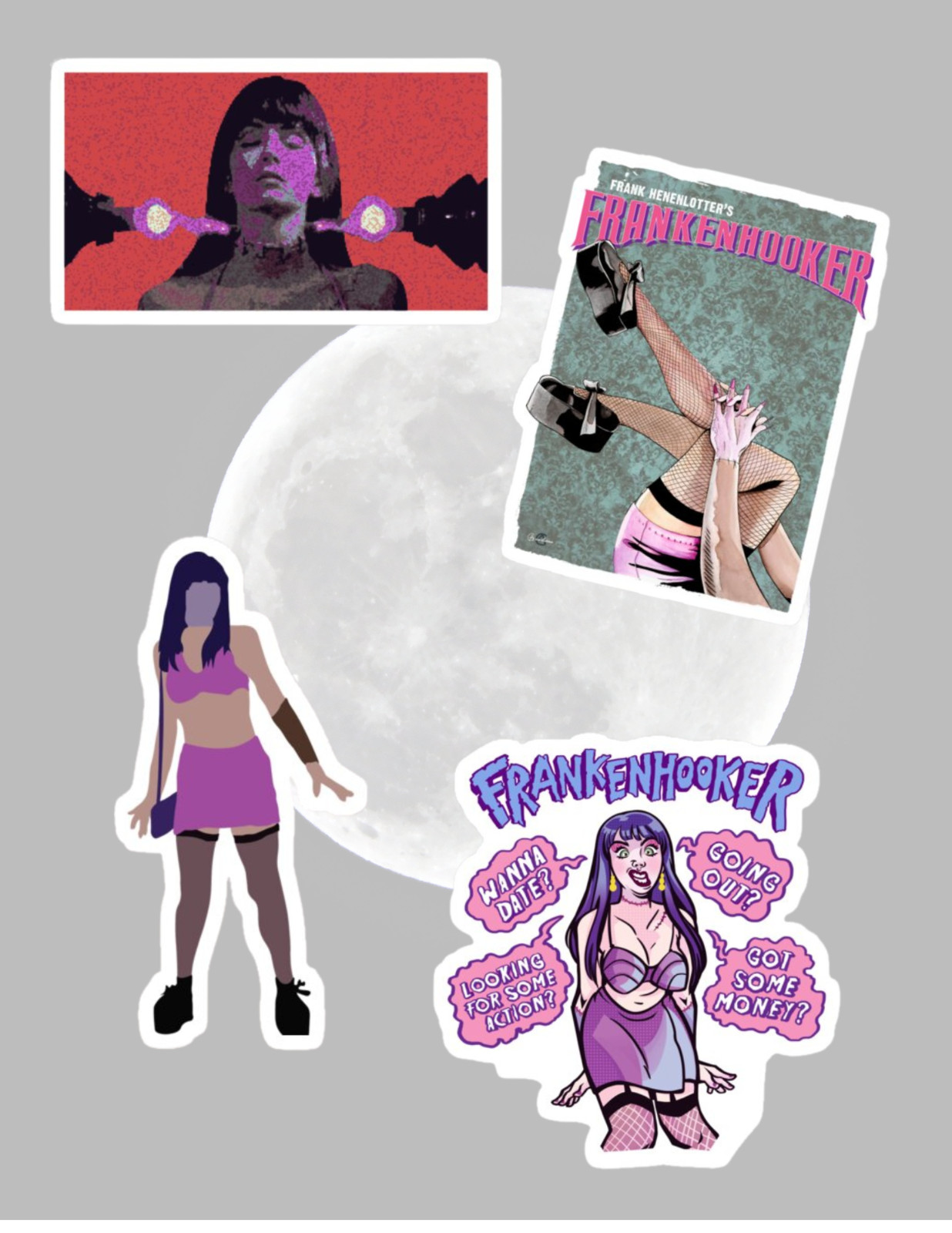 Frankenhooker 90s Horror Movie 4pc Sticker Pack