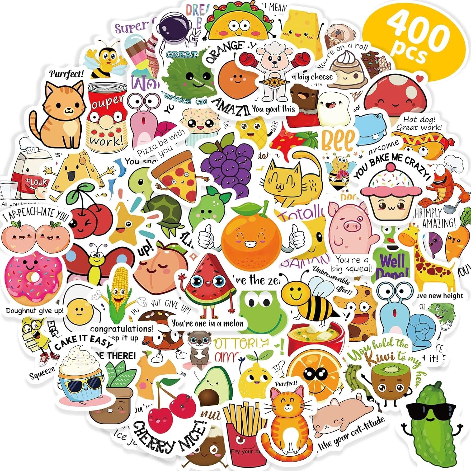 Benresive 400 Pcs Cute Stickers for Kids, Water Bottle Stickers for Kids, 80 Sty