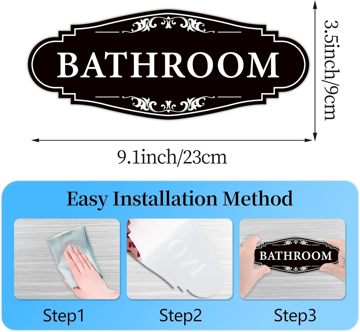 Bathroom Sign Sticker for Business and Home，Self-adhesive Cute Bathroom Decor…