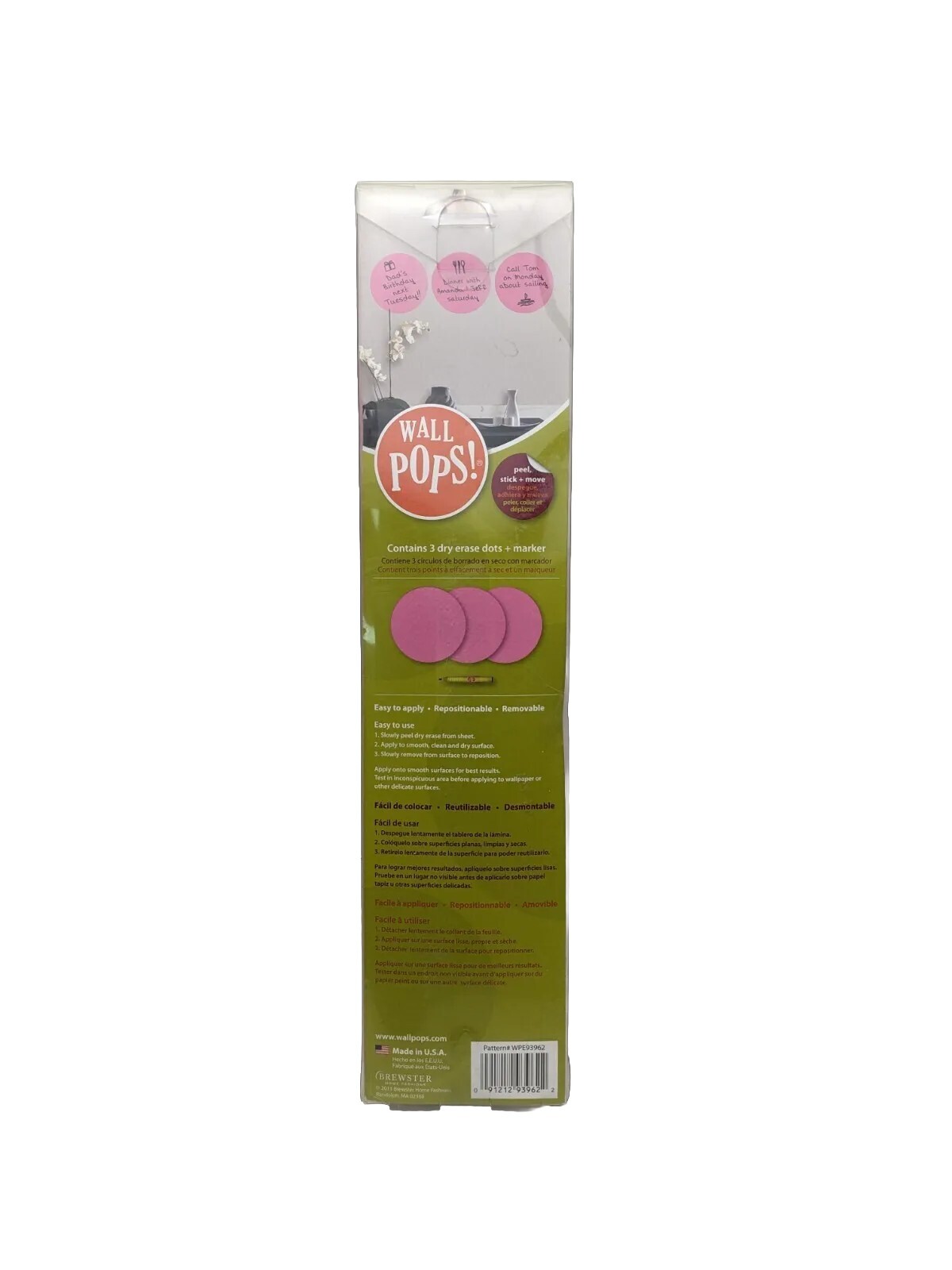 WallPops 13 in. x 13 in. Pink Flirt Dots Dry Erase Memo Board Model # WPE93962