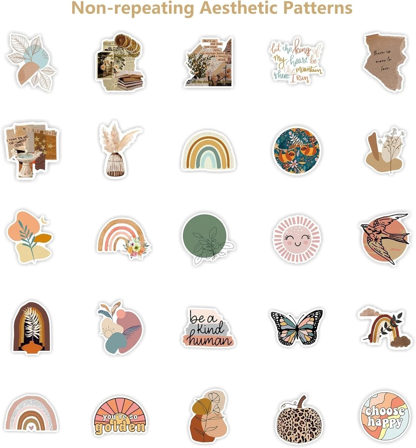 Vintage Aesthetic Stickers 50 Pcs, Vinyl Waterproof Stickers for Water Bottle…
