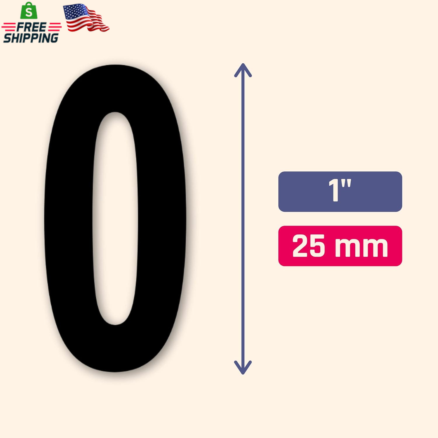 600 Pieces, 1" – Number Stickers, Waterproof Vinyl Stick on Numbers – Black