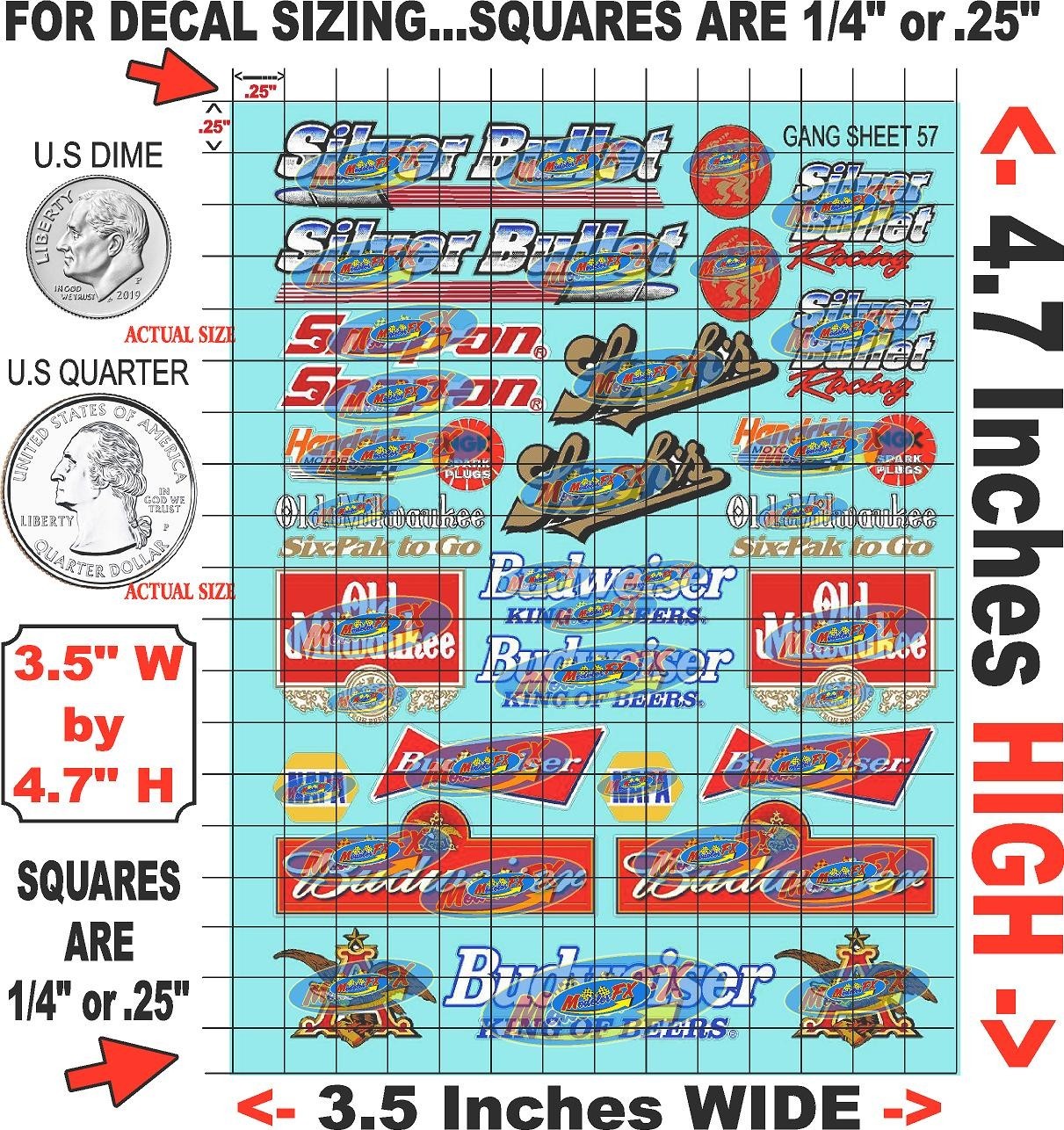 Clear Matte Vinyl Sticker Sheet 57-R/C MODEL Decal fits 1/24-1/16 Scale DIE-CUT