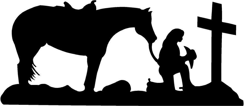 COWGIRL PRAYING WITH CROSS VINYL DECAL STICKER LAPTOP WINDOW CHOOSE COLOR