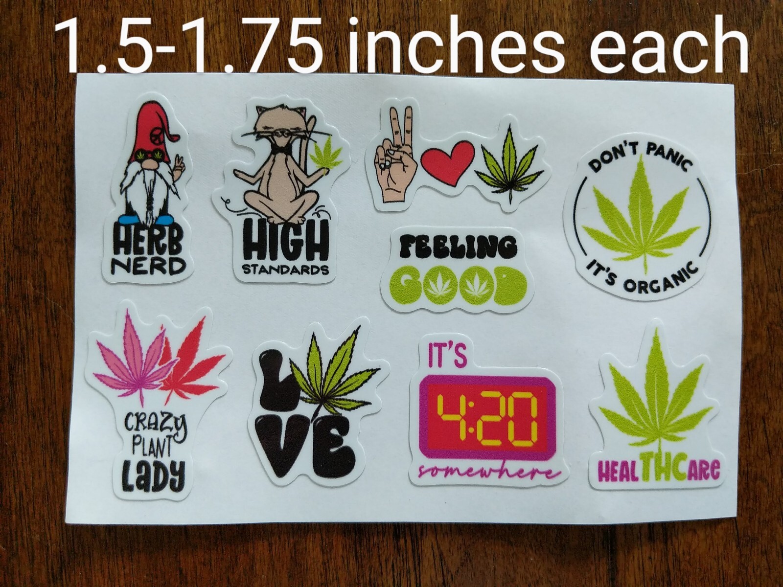 Set of 9 Stickers Weed Pot 420 Smoker Cannabis Leaf High Peace Love Vinyl Decals