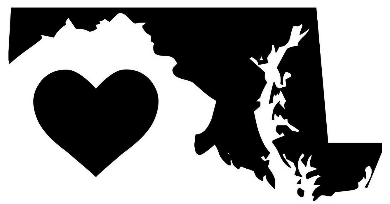 MARYLAND HEART Vinyl Sticker – Home State Love MD – Die Cut Decal