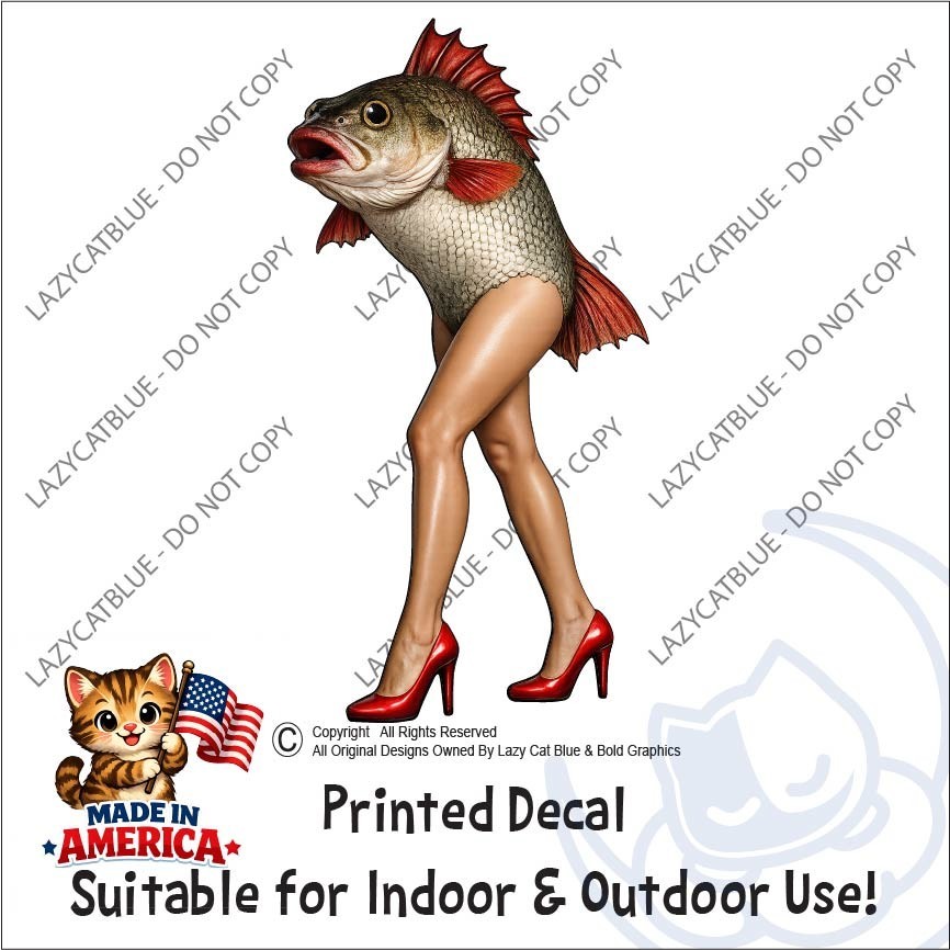 Reverse Mermaid Decal Sticker Backwards Fish Body Woman Legs Oddities Steampunk