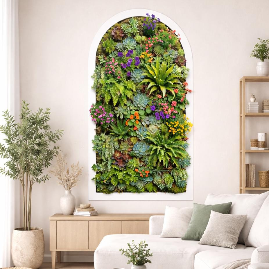 Succulent Wall Decal | Arched Vertical Garden Mural