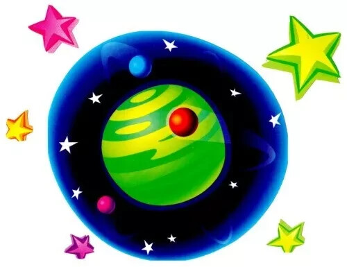 stars space planets galaxy wall sticker peel & stick 5.5 inch set