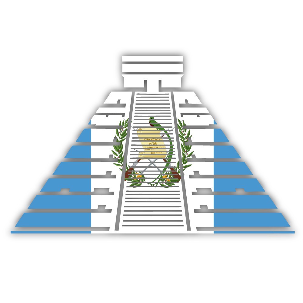 Guatemala Mayan Pyramid Shaped Flag Cut To Shape Vinyl Sticker
