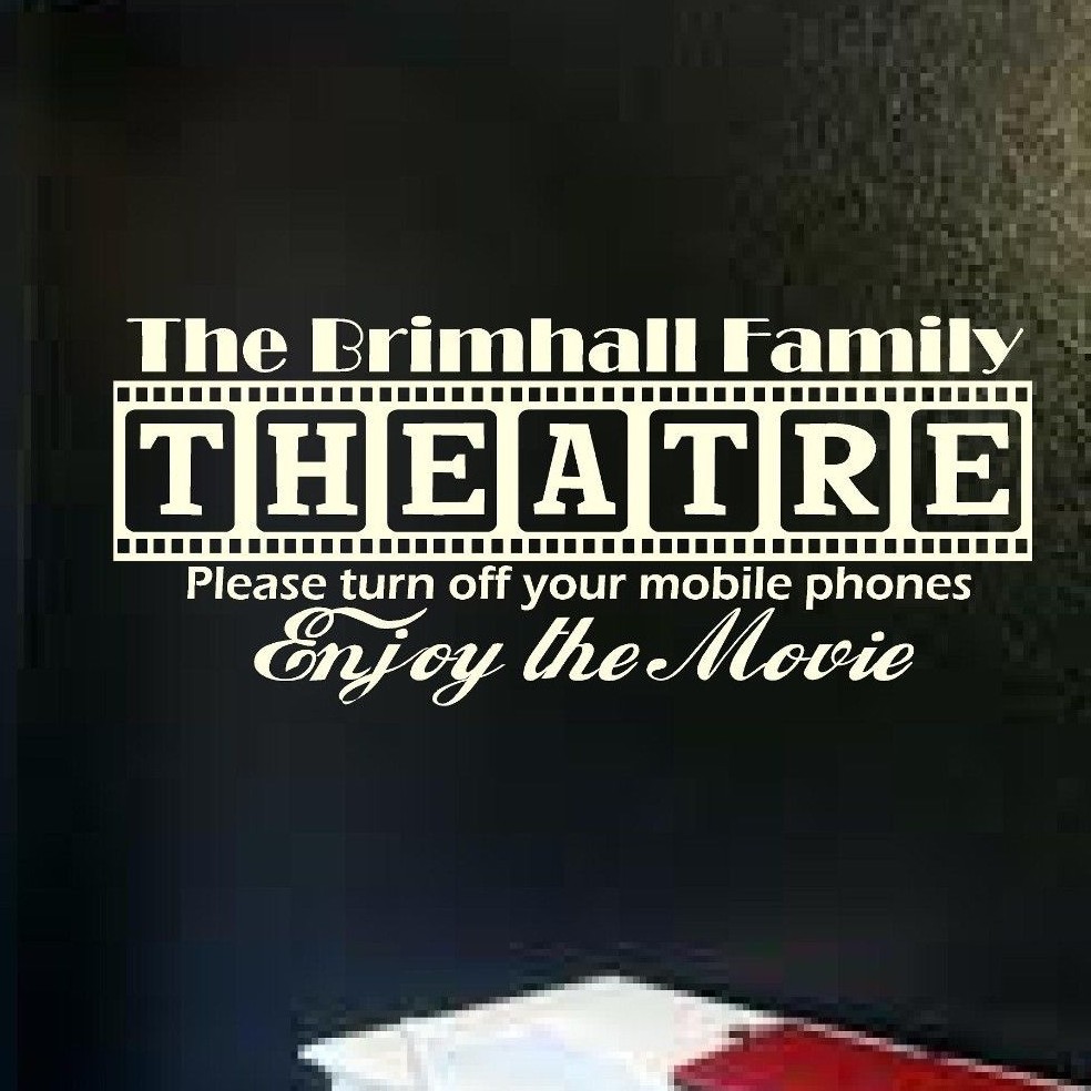Cinema Theatre customized sign home movie theater vinyl wall decor mural decal