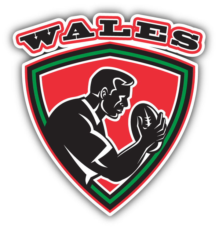 Wales Rugby Label Car Bumper Sticker Decal – 9", 12" or 14"