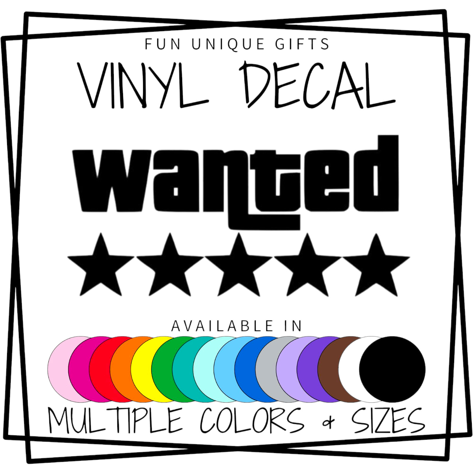 Wanted 5 Stars Vinyl Decal Sticker -Multiple Colors & Sizes- SHIPS FREE!