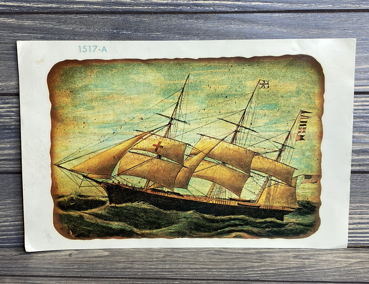 Vintage Meyer Cord Decal Viking Pirate Ship No 1517-A