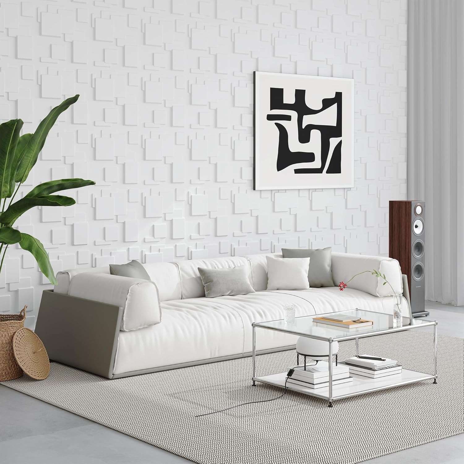 Stylish White PVC 3D Wall Panels – 32 Sq.Ft for Home & Business Decor