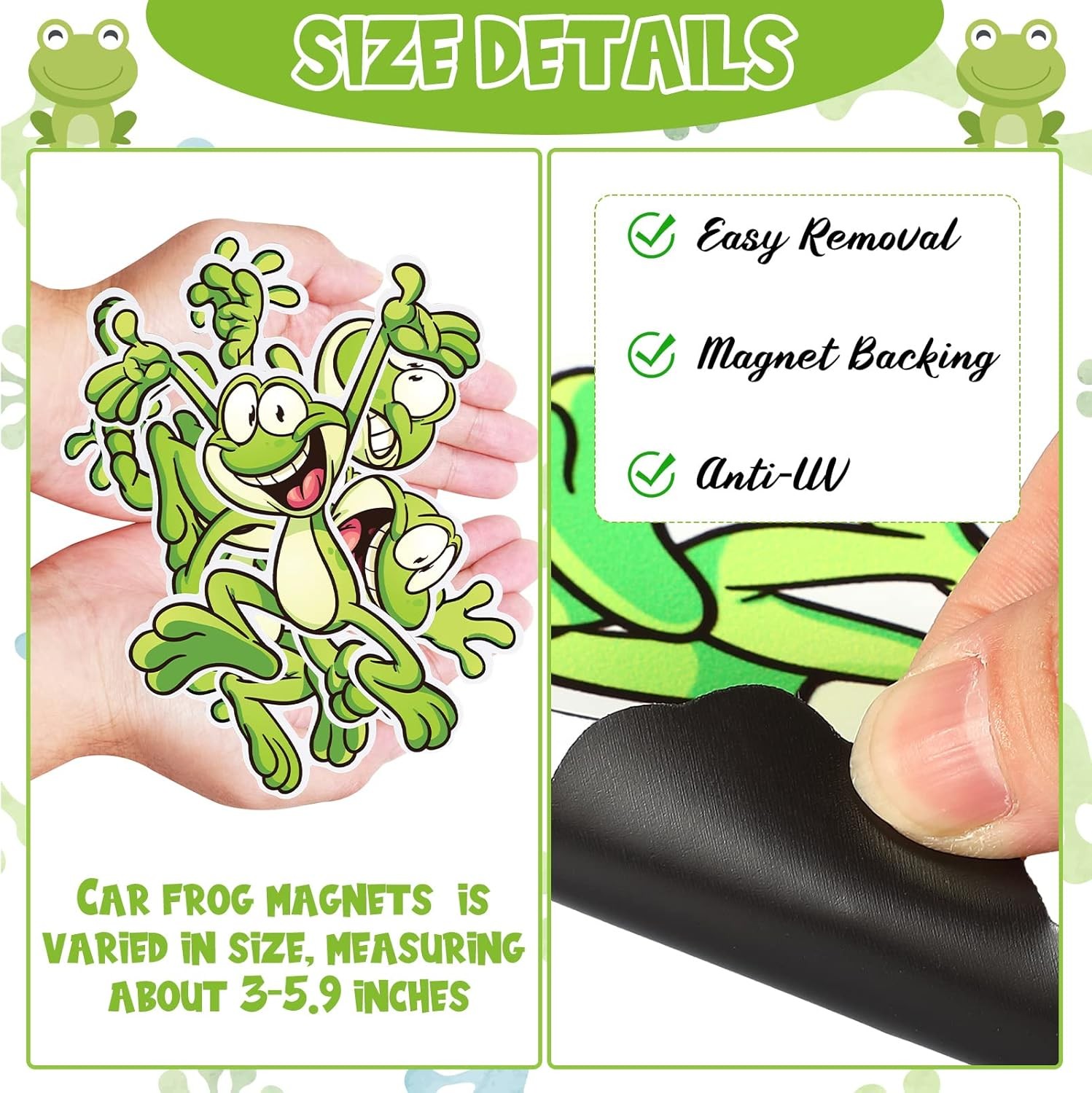 Cute Frog Car Magnets Waterproof Sticker Set Decorative