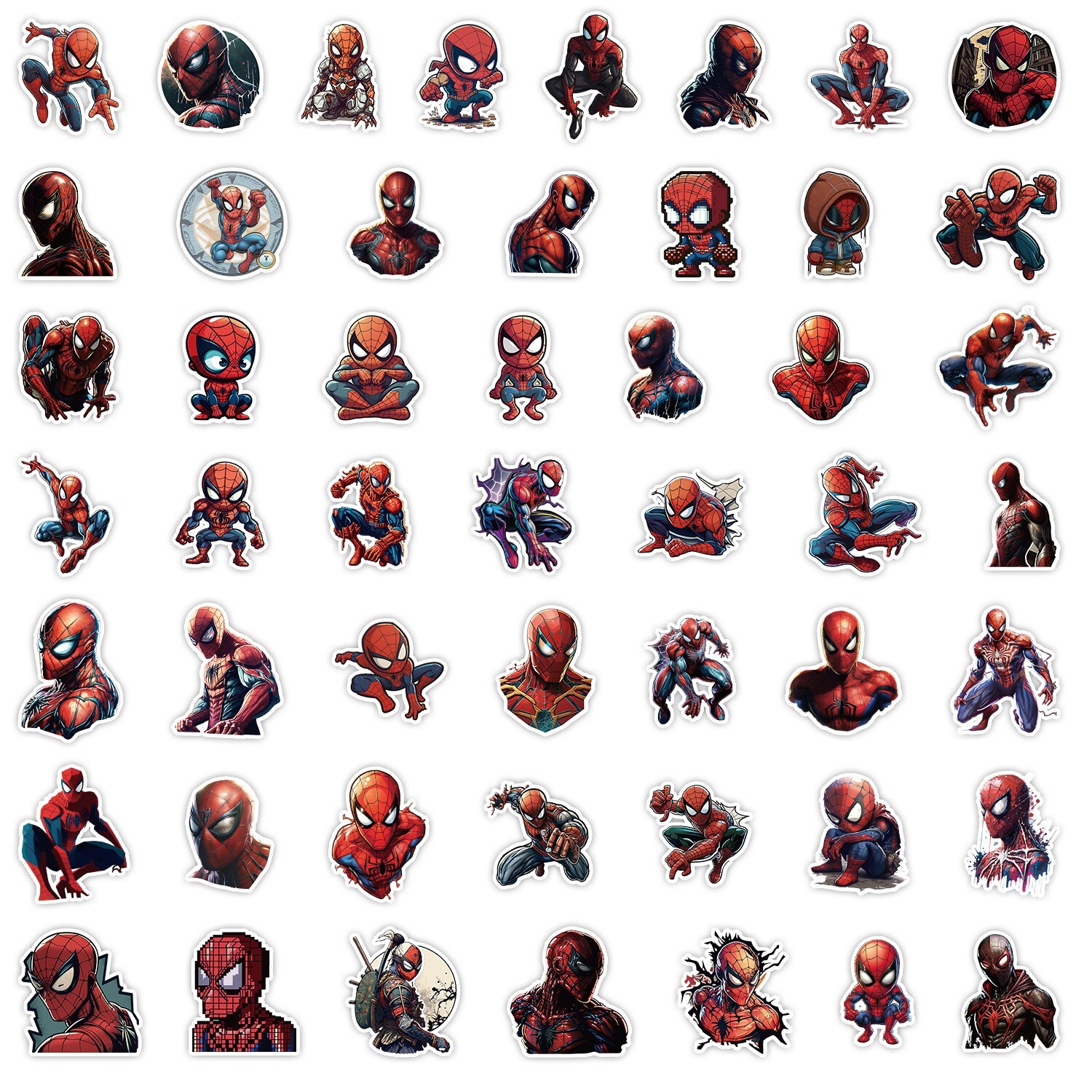 50 Pcs Stickers Spider Man Marvel Heroes Animation Luggage Car Phone Vinyl Decal
