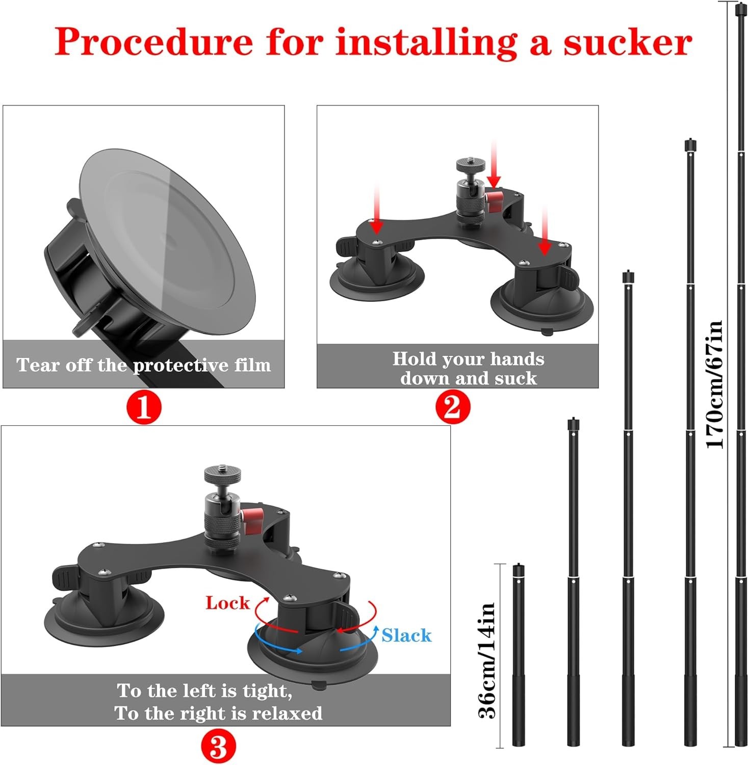 Suction Car Mount for Camera Insta360 X5/X4/X3/X2/GO 3/ONE/RS Compatible with Go